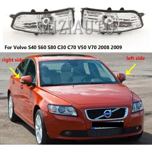 MIZIAUTO Rear View Mirror Lamp Indicator Lens Turn Signal Light Rearview Side Lamp For Volvo S40 S60 S80 C30 C70 V50 V70 2008 20