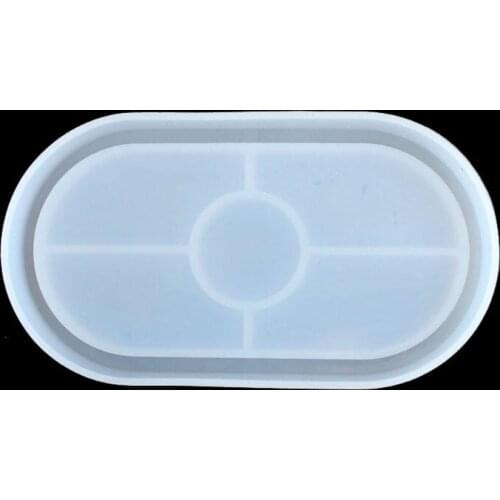 95AB Crystal Epoxy Molds DIY Handmade Coaster Making High Mirror Elliptical Storage Plate Mold UV Resin Crafts Mould