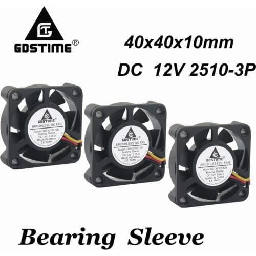 Gdstime 10 Pieces 40x40x10mm 12V 3Pin 4cm Small Cooler DC Brushless Cooling Fan 40mm x 10mm 4010