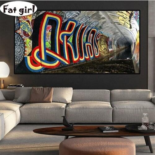 Graffiti Street Art Painting Abstract diamond painting diy cross stitch tunnel mural embroidery mosaic square round home decor