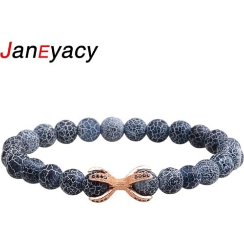 Janeyacy Brand Bracelet 2018 New Fashion 8mm Natural Stone CZ Men Bracelet Women Zircon Bracelet Jewelry Pulseira Hombres Q79