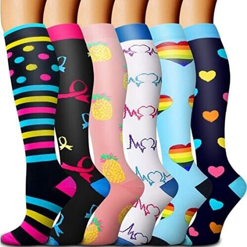 Compression Socks Fit Sports Help Blood Circulation Athletic Edema Varicose Veins Outdoor Running Men Women Stockings Over Knee