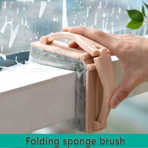 Multifunctional sponge wiper handle cleaning brush foldable magic sponge bathroom bathtub brush kitchen tile cleaning brush