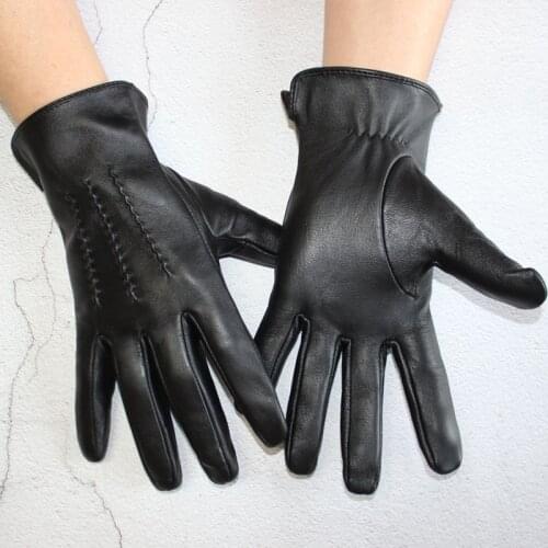 Mens sheepskin gloves thin rayon lined leather gloves unlined spring and autumn outdoor travel motorcycle riding and driving