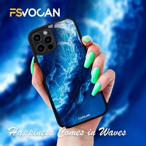 Soft TPU+PC Rubber Phone Case For iPhone 11 12 Sea Wave Ocean Case For iPhone 11 12 Pro Max 7 8 Plus X XR XS Silicone Back Cover