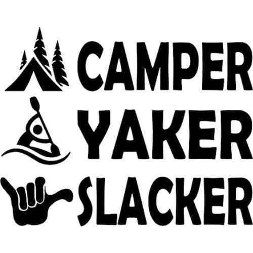 15*11.9cm Camper Yaker Slacker Camping Kayak Decal Sticker Funny Car Window Bumper Novelty JDM Drift Vinyl Decal Sticker