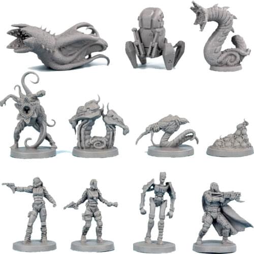 TRPG board game Science Fiction space war Dune miniatures Emperor Fremen human warrior robot sandworm monster models figures