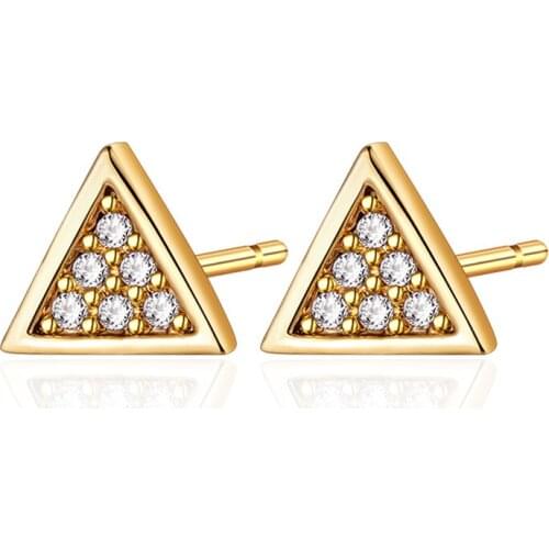 New Fashion Small Triangle Cubic Zirconia Stud Earrings Gold Silve Color Plated Copper Metal Earring for Women Exquisite Jewelry