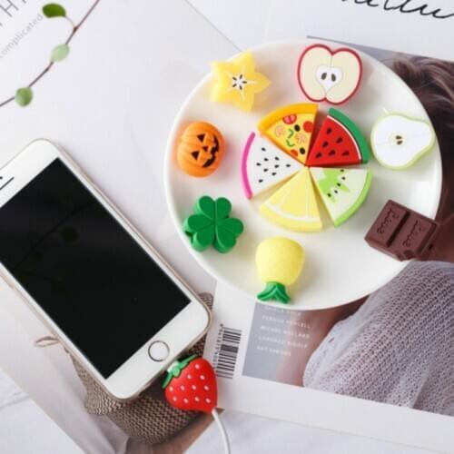 NEW Cute Fruit Phone USB cable protector for iphone cable chompers cord animal bite charger wire holder organizer protection