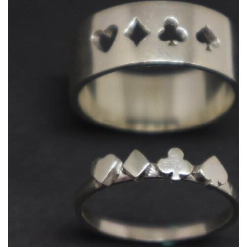 Couple Ring Fashion Simple Poker Ring Silver Plated Entertainment Tool Ring Personality Mens and Womens Bar Party Jewelry