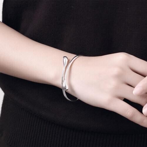 Wholesale Silver Color Lucky Beads Bangles Pulseira Cuff Bracelets Bangles For Women Jewelry pulceras y brazaletes mujer