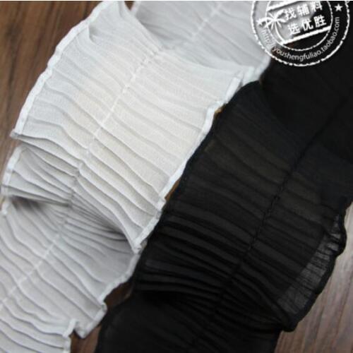 10Yards Pleated Lace Trim Bubble Skirt Ruffle Chiffon Lace Ribbon Pleated Lace Fabric Accessories Tutu Lace Wedding Decortion