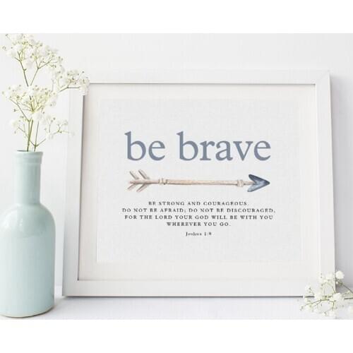Be Brave Simple Canvas Painting Modern Original Elements Still Life Poster Text Wall Picture Living Room Kids Room Decoration