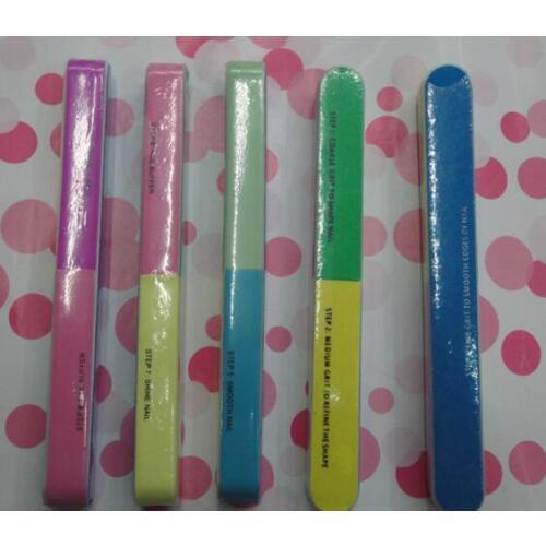 Colored 7 sides nail buffer Nail Art Sanding Files Buffer Manicure Pedicure Tools Sand Paper Foam Nail File