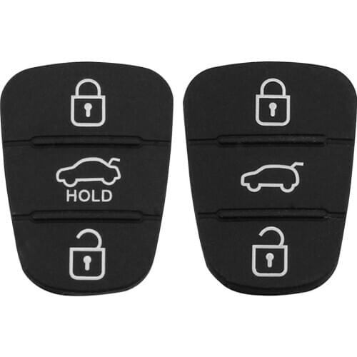 Replacement 3 Buttons Rubber Pad for Hyundai Kia Flip Remote Car Key Fob Shell Durable Silica Gel Letters/No Letters 45*28*1mm