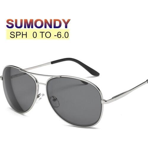 SUMONDY Dioptre SPH -0.5 TO -6 Finished Myopia Sunglasses Men Women Pilot Shortsighted Driving Sun Glasses Nearsighted UF20