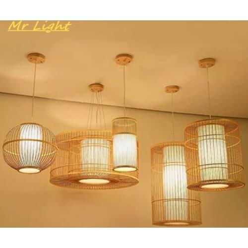Modern Bamboo LED Pendant Lights Lighting Kitchen Dining Room Loft Vintage Pendant Lamp Cafe Restaurant Hanging Lamps Home Decor
