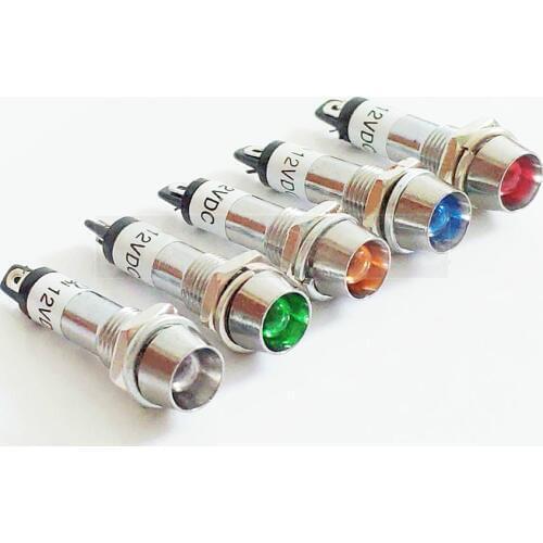 LED 8mm Metal Indicator lights 10pcs waterproof Signal lamp and LED light Signal Convex lamp XD8-1 5 colors 12V 24V 220V