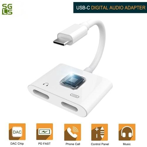 USB C to Dual Type C Headphone Jack Digital Audio Splitter Adapter Music Converter For Pixel Smartphones PD Fast Charging Cable