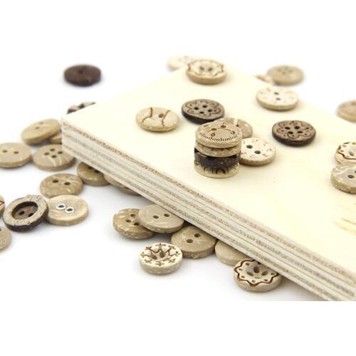Coconut round shirt button female button painted shirt small button DIY handmade clothes wooden buckle coconut shell wood 12.5MM