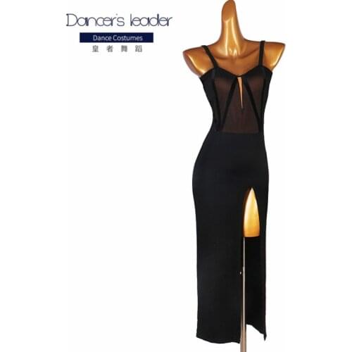 Latin dance woman adult children high-end custom sling slit long skirt chacharumba dance costume stage professional costume