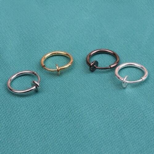 1Pcs 13mm Fashion Punk Clip On Fake Piercing Nose Lip Hoop Rings Earrings 4 Colors can dropshiping