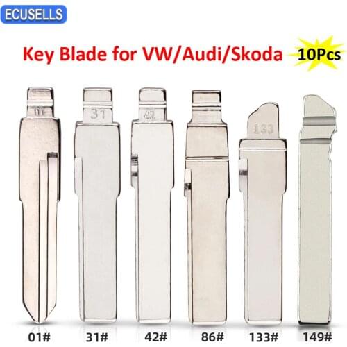 10Pcs/Lot #01 #42 #31 #86 #133 #149 For Audi for VW Polo Passat B5 Tiguan Golf Santana Bora Seat for Skoda Uncut Car Key Blade