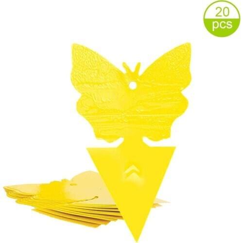 20 pcs Fruit Fly Plant Insect Pest Control Dual Sided Aphids Fungus Gnats Sticky Traps Catcher Garden Non Toxic Butterfly Shaped