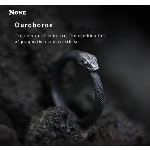 2021 New Design Black Live Mouth Ouroboros Couple ring Dark Pioneer Party Gift Gothic Snake Ring Female Jewelry Punk Accessories