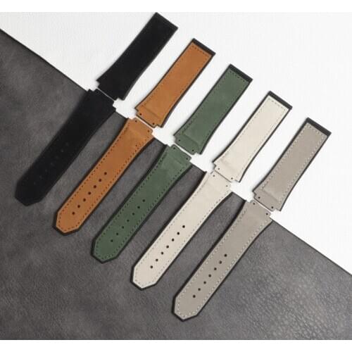 29x19mm for Hublot Strap king power watchband Accessories Rubber Silicone leather Straps men Leather Bracelet watch band tools