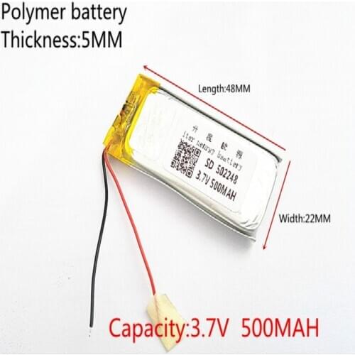 3.7V,500mAH,502248 PLIB; polymer lithium ion / Li-ion battery for GPS,mp3,mp4,mp5,dvd,bluetooth,model toy mobile bluetoo