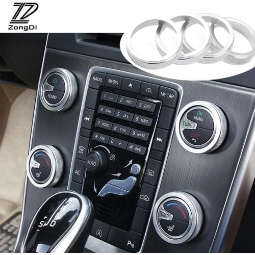 4pcs Aluminium Alloy Car Air Conditioning Knob Ring Stickers Decoration For Volvo S60 XC60 V60 S80 V40 Accessories