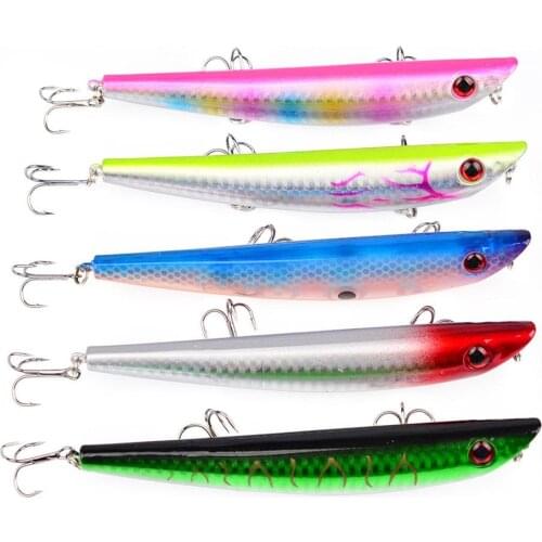 Mounchain 5PCS 12CM Plastic Fishing Lures Minnow Wobblers Hard Crankbait 3D Eyes Baits 5 Color Mixed