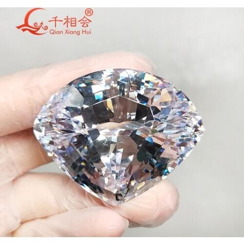 516.9ct 39.8*50mm white color fan shape The centenary diamon d cubic zirconia loose stone cz stone