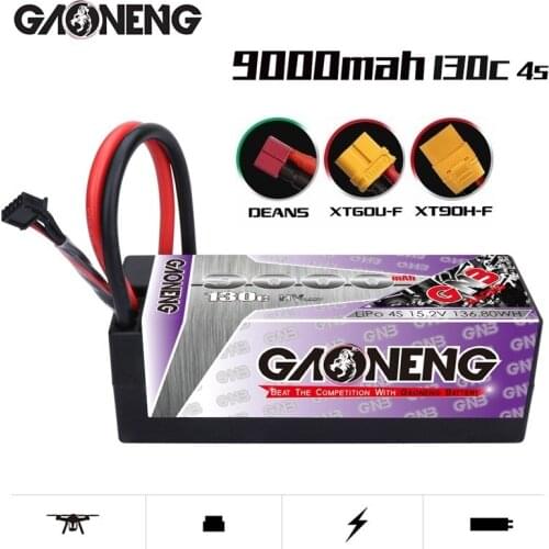 GNB GAONENG 9000mAh 4S 15.2V 130C MAX 260C Hardcase LiPo LiHV Battery XT90 Connector for 1:8 1/8 RC Car Four Drive Off-Road Boat