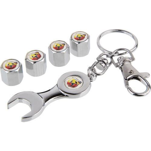 Car Accessories Wheel Tire Valve Stem Caps Cover With Wrench for Abarth 595 500 695 Fiat 500 124 131 124 Spider Punto 1000 204A