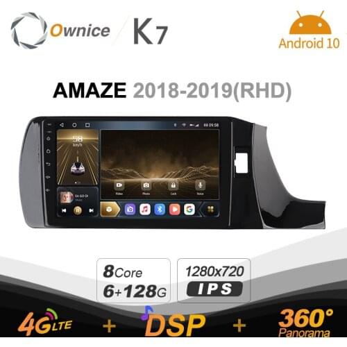 K7 Ownice 6G+128G Android 10.0 Car Radio For Honda AMAZE 2018 - 2019 Multimedia DVD Audio 4G LTE GPS Navi 360 BT 5.0 Carplay