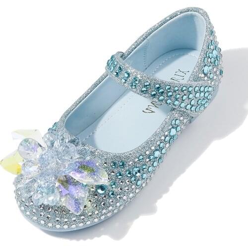 Slip on Ballerina Flats for Girl White Blue Wedding Party Mary Jane Shoes Children Princess Dress Shoes Kid Classic Ballet Flats