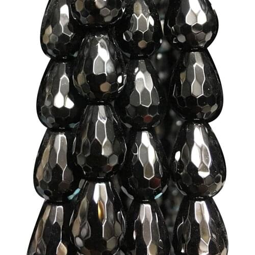 Free Shipping Fashion Jewelry 12x15mm Faceted Black Carnelian Water Drop Loose Beads 15" FG8970