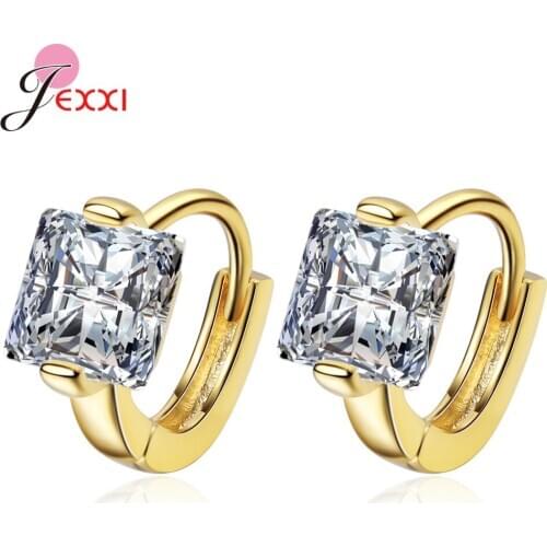 Big Cubic Zirconia Paved 925 Sterling Silver Fashion Huggies Women Girls Birthday Party Jewelry Accessory Top Sale