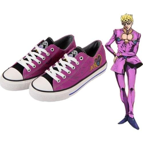 Anime JoJo Bizarre Adventures Bruno Bucciarati Cosplay Shoes Girls Boys Giorno Giovanna Casual Canvas Shoes Sneaker Women Mens
