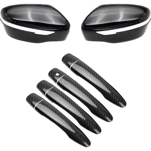 Carbon Fiber Rearview Mirror Cover + Exterior Outside Door Handle Cover Trim for Nissan Rogue TIIDA X-TRAIL Maxima Kicks