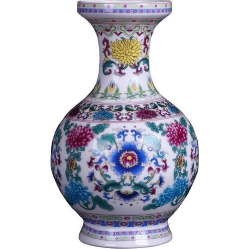 Jingdezhen Enamel Ceramic Vase Classic Traditional Antique Jingdezhen Chinese Porcelain Flower Vase For Home Office Decor
