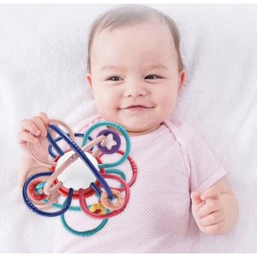 Baby Toys Newborn Grasping Holes Children Ball Baby Rattle Toy Safety Silicone Teether Ball Soft Toys For Babies 0 12 Months