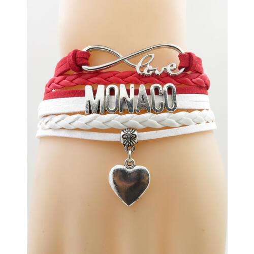 Infinity love monaco Bracelet heart Charm monaco national flag bracelets & bangles for Woman and man jewelry
