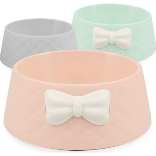 New Pet Cat Feeding Food Bowls Lovely Bowknot Feeder Dish Bowel Bow Cat Bowl Anti Skid Travel Small Dog Food Water Bowl