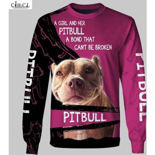 CLOOCL Fashion A Girl and Her PITBULL Dog 3D Print Men Women Casual Sweatshirt Streetwear Pullover Tracksuit