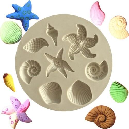 Sea Life Conch Starfish Shell Safe Cake Silicone Mold DIY Chocolate Mold