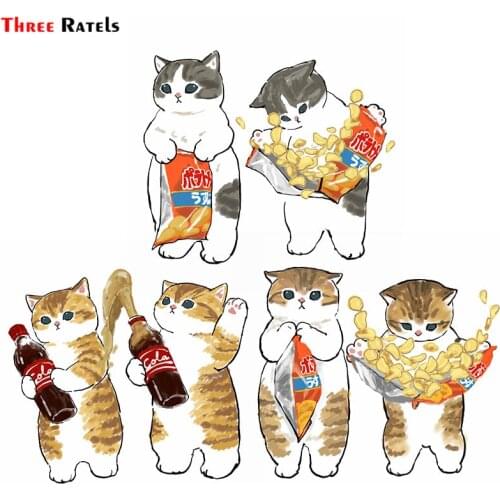 Three Ratels F241Kitty Cats Celebrate Birthday Stickers For Bike Skateboard Luggage Notebook Laptop Helmet Car Accessories Decal