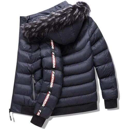 NEW Fashion Winter Jacket Men Thick Casual Outwear Mens Jackets Fur Collar Windproof Mens Parkas Plus Size Warm Coat Patchwork